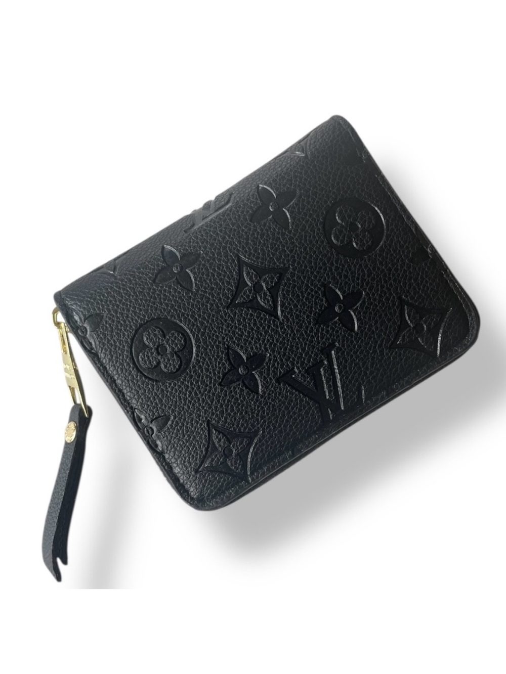 Black embossed LV wallet zip around with card slots
